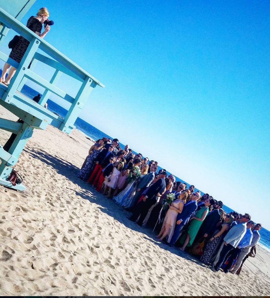 beach wedding group shot