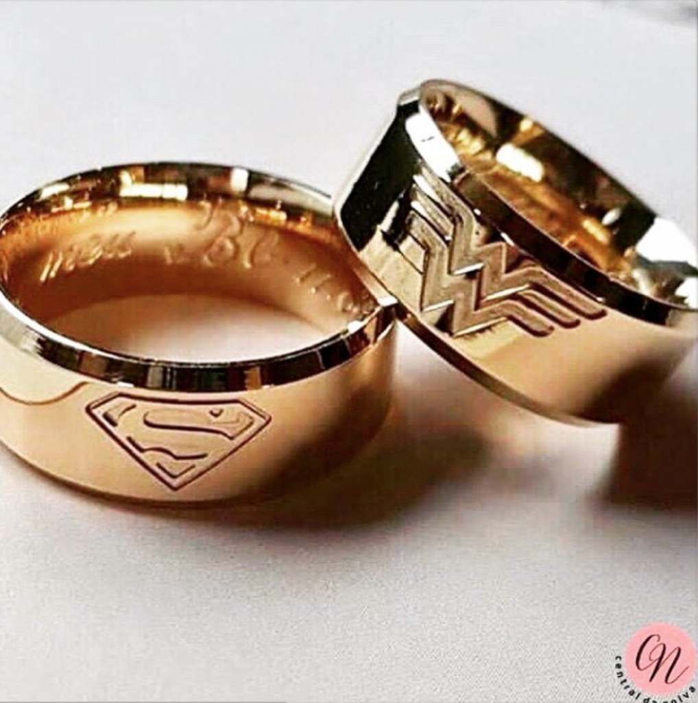 superman wonderwoman wedding ring