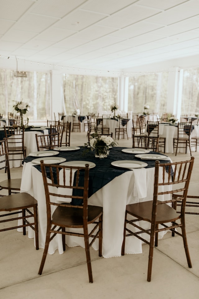 Picture of wedding reception that is waiting for guests to fill it that had no problem finding their place cards