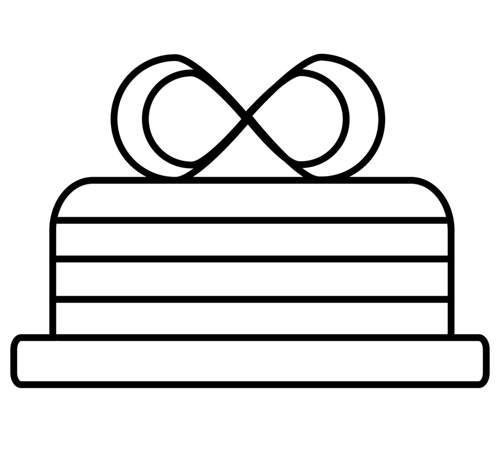 Black and white drawing of.a wedding cake